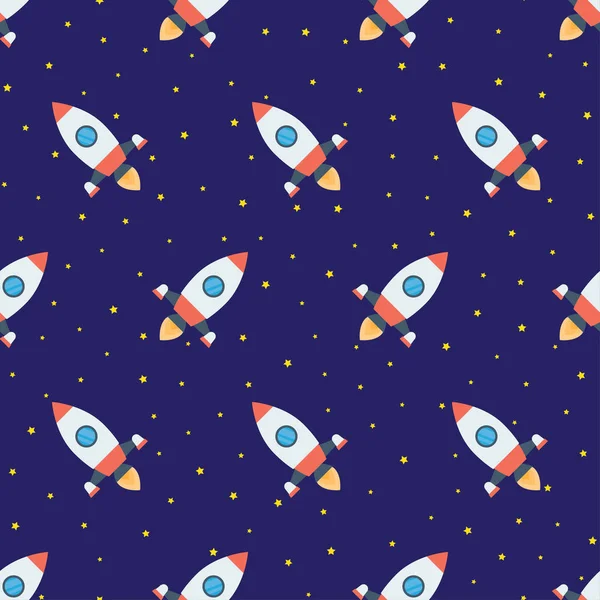 Rockets in space seamless pattern — Stock Vector