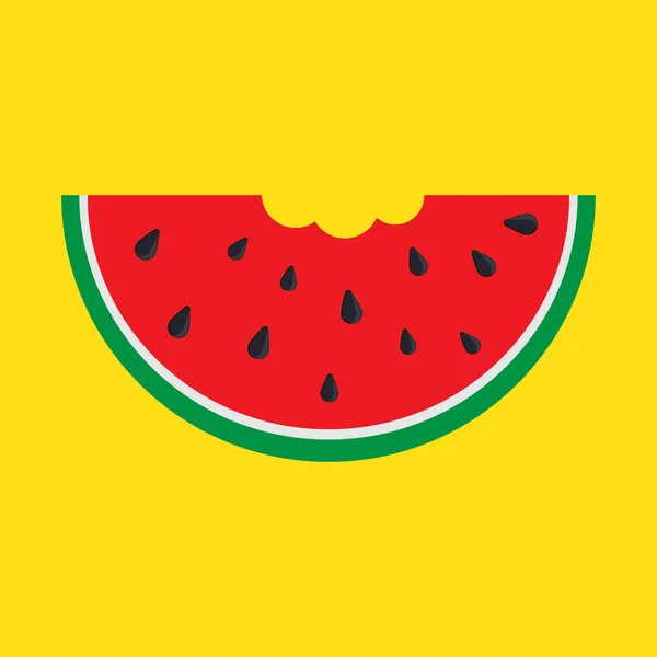 Wassermelonenscheibe, mit abgebissenem Biss — Stockvektor