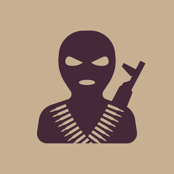 Terrorista en máscara de pasamontañas, icono — Vector de stock