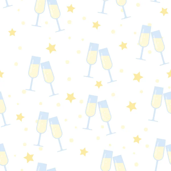 Modèle vectoriel sans couture, verres de champagne — Image vectorielle