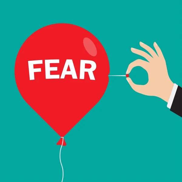 Červený balónek s nápisem strachu. — Stockový vektor