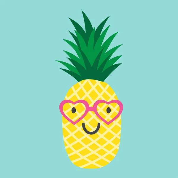 戴着眼镜在心脏的形态菠萝 — 图库矢量图片