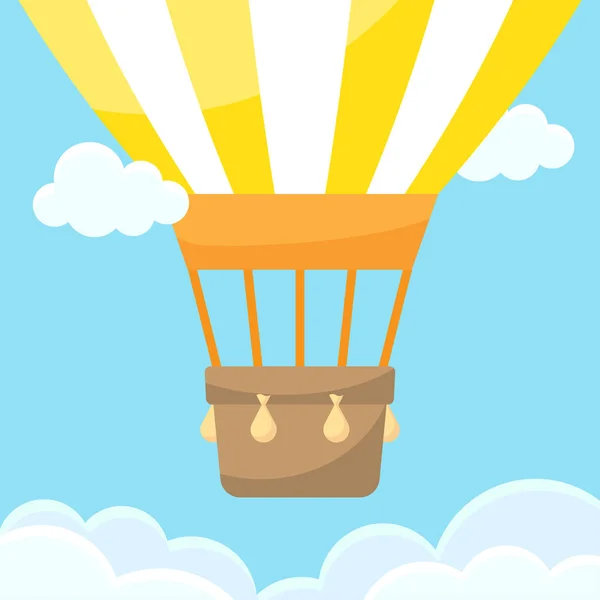 Hot Air Balloon and Clouds — Stock Vector