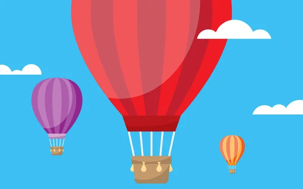 Luchtballon en wolken — Stockvector