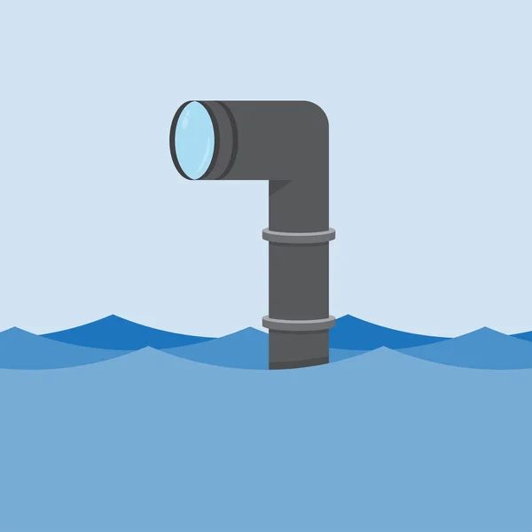 Metal periscope above the water. — Stock Vector