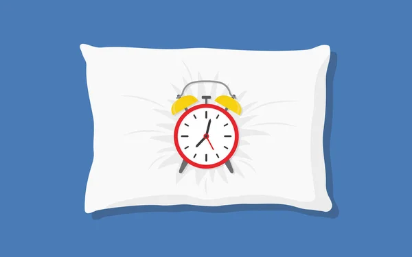 Reloj despertador durmiendo en almohada — Vector de stock