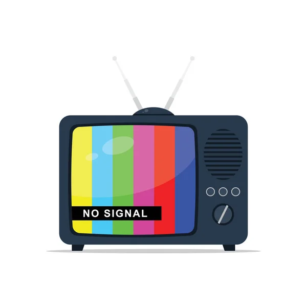Retro-Fernseher mit Antenne, kein Signal — Stockvektor