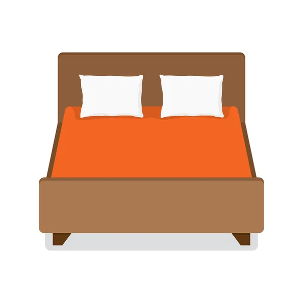 Двуспальная кровать с подушкой и одеялом — стоковый вектор