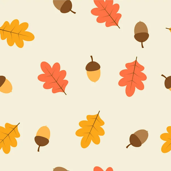 Pattern with oak leaves and acorns — Stock Vector