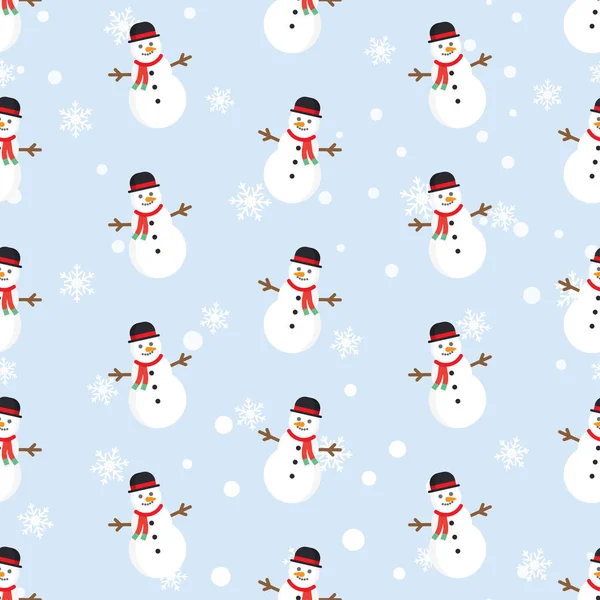 Kerstmis naadloze patroon met sneeuwpop — Stockvector