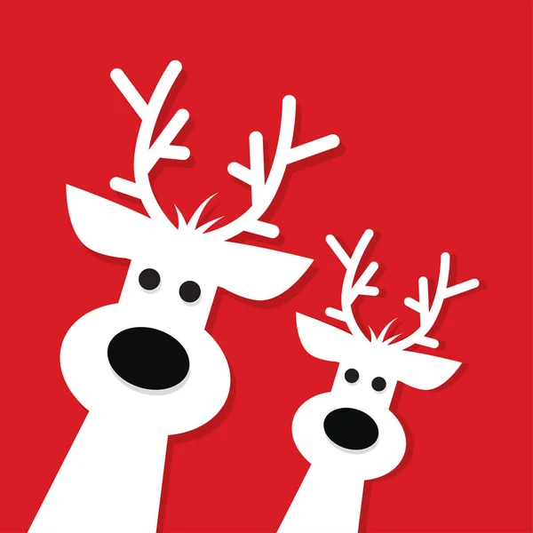 Two white Christmas Reindeer — Stock Vector