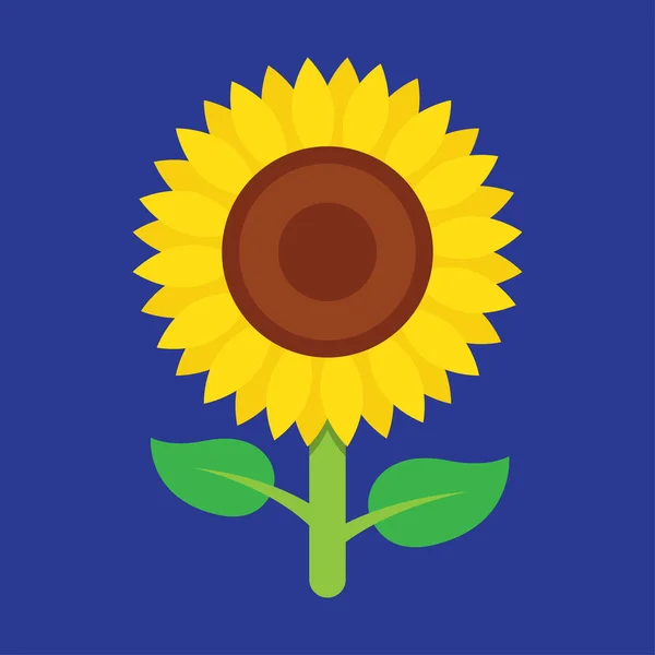 Sunflower icon, isolated on blue background — Stock Vector
