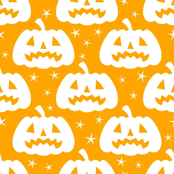 Patrón de Halloween sin costuras con conjunto de calabazas de miedo — Vector de stock