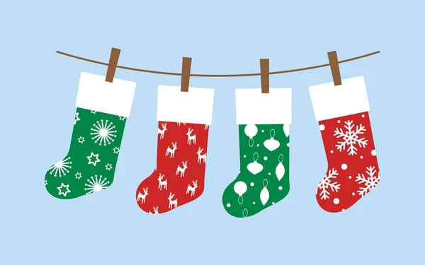 Ensemble de chaussettes de Noël — Image vectorielle