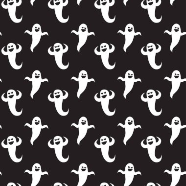 Cadılar Bayramı Dikişsiz desen ghosts siyah arka plan üzerinde.