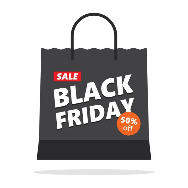 Black Friday Sale Design mit Einkaufstasche — Stockvektor