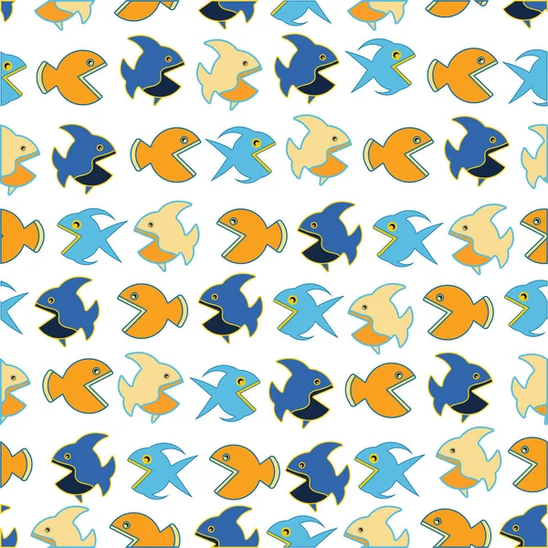 面白い fishs パターン — ストックベクタ