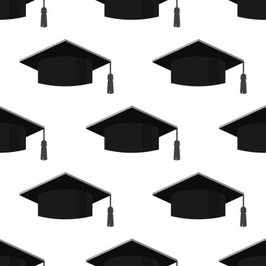Mezuniyet kap simgesi Dikişsiz desen beyaz arka plan üzerinde.