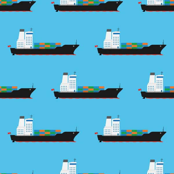 Cargo ship pattern senza soluzione di continuità, illustrazione vettoriale — Vettoriale Stock