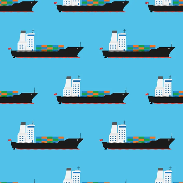 Lading schip patroon naadloze, vectorillustratie — Stockvector