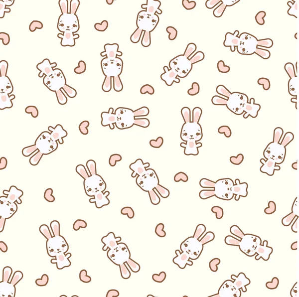 Motif avec lapin et coeur — Image vectorielle