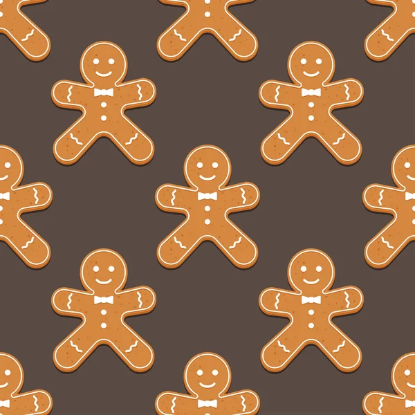 Gingerbread man. Christmas cookies. Seamless pattern — Stock Vector