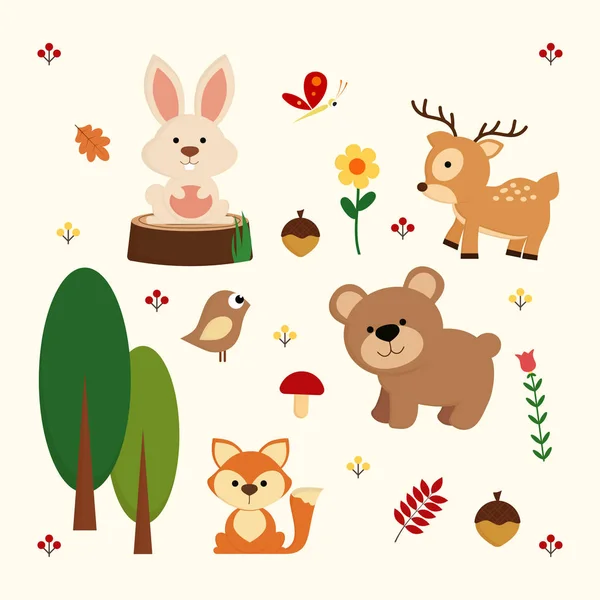 Bosques fundo animal — Vetor de Stock