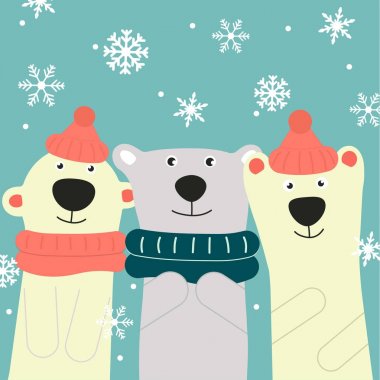 üç arkadaş ayılar ile tebrik kartı