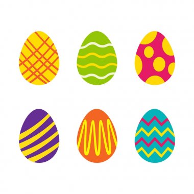 Paskalya yumurta beyaz bir arka plan üzerinde farklı doku ile kümesi