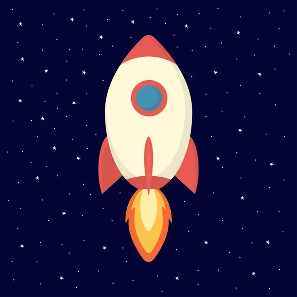 Ilustración con nave espacial y estrellas — Vector de stock