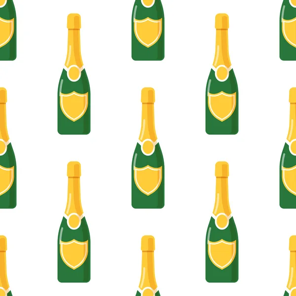 シャンパン ボトルのシームレス パターン — ストックベクタ