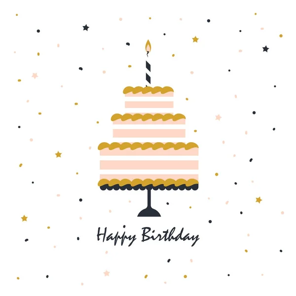 Happy Birthday Card mit Kuchen — Stockvektor