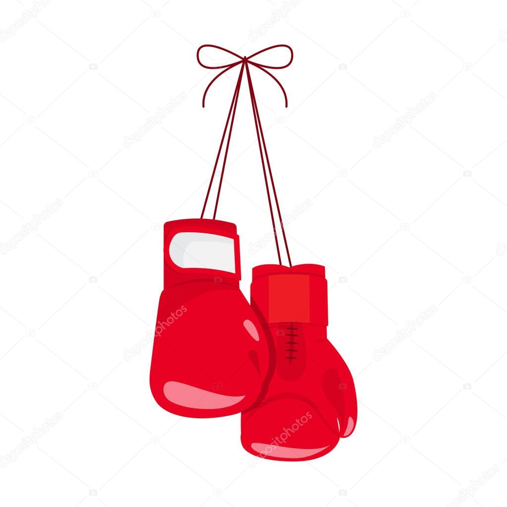 Hanging boxing gloves.
