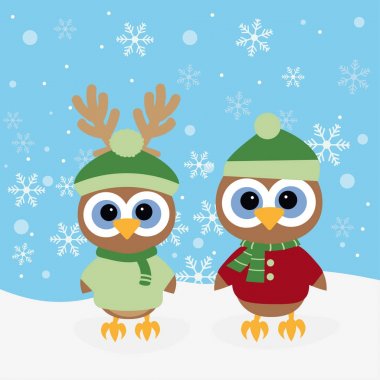 Baykuşlar ile Noel arka plan