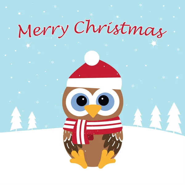 かわいいフクロウのクリスマス カード — ストックベクタ