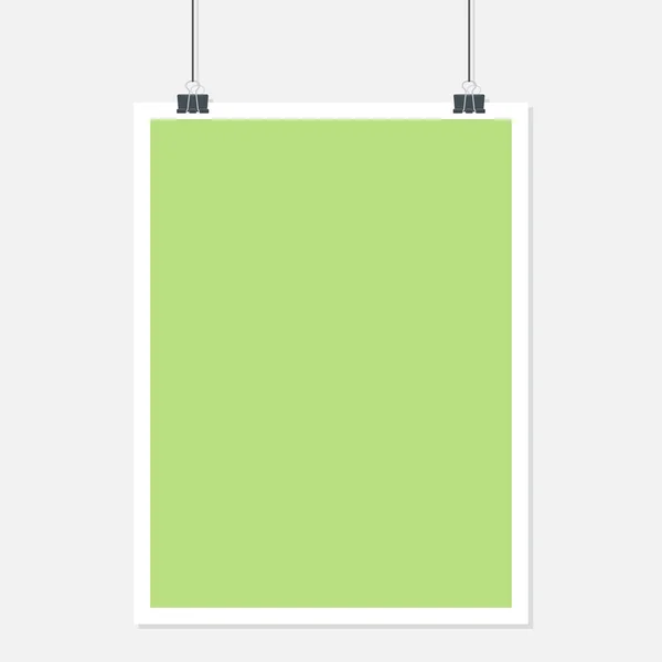 Verticaal hangende papier met schaduw op een grijze achtergrond. — Stockvector