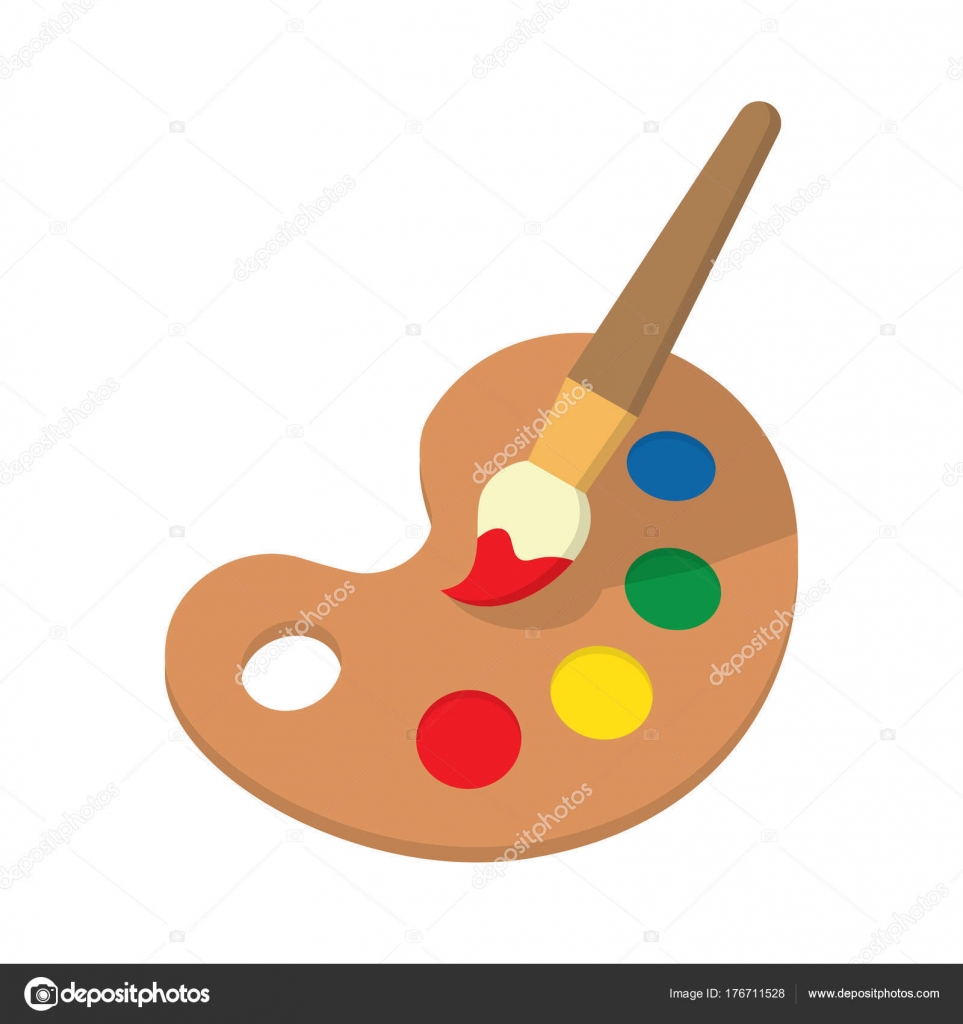 Paint palette board with brush art Royalty Free Vector Image