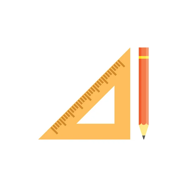 Okul üçgen cetvel ve sarı kalem — Stok Vektör