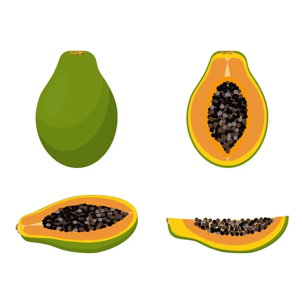 Set with papaya — Stock Vector