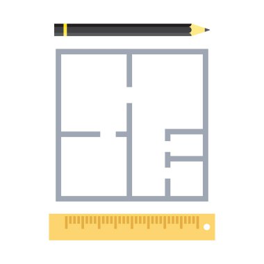 Ev planı simgesi. Apartman Projesi