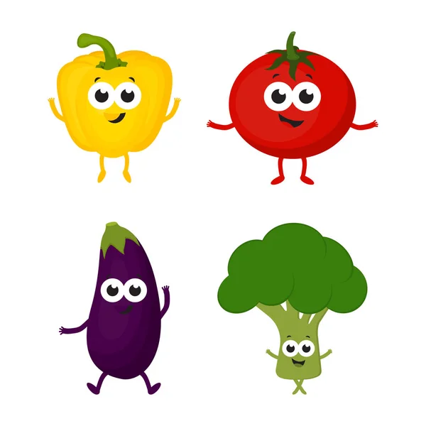 Conjunto con verduras de dibujos animados — Vector de stock
