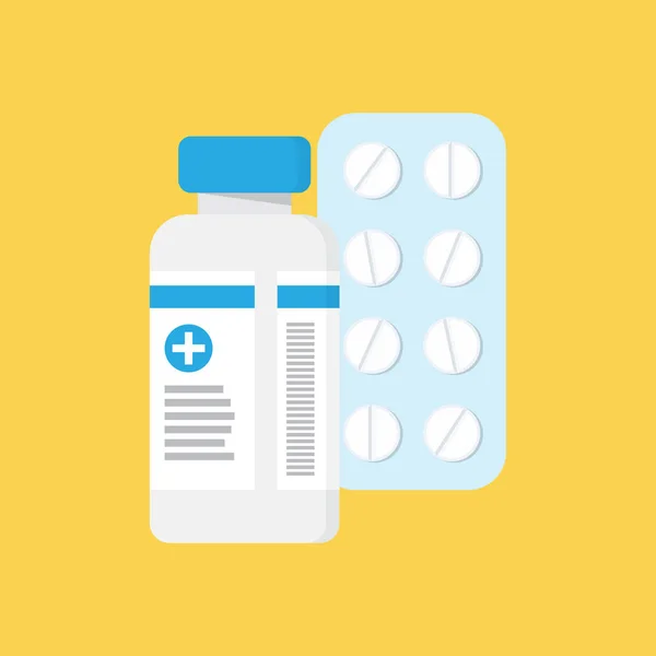Envase médico y ampolla con pastillas — Archivo Imágenes Vectoriales