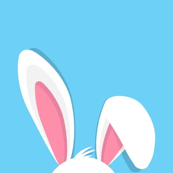 Joyeux Pâques avec des oreilles de lapin Sur fond bleu — Image vectorielle