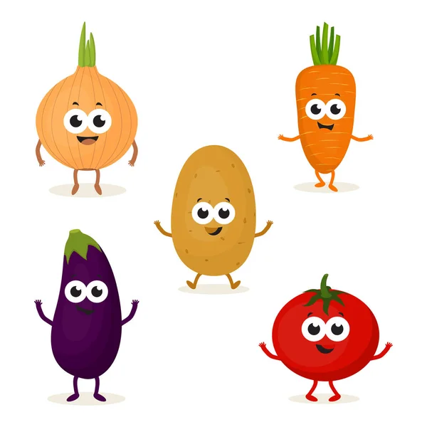 Ensemble avec des légumes mignons — Image vectorielle