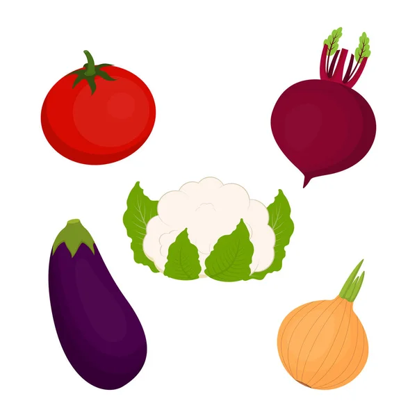 Set with cauliflower and vegetables — Stock Vector