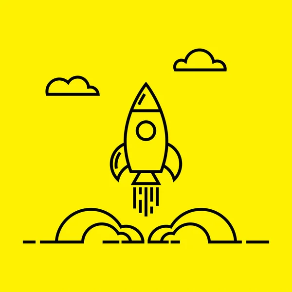 Space rocket launch line icon. — Stock Vector
