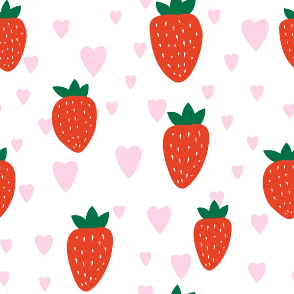간단한 딸기 원활한 패턴 — 스톡 벡터