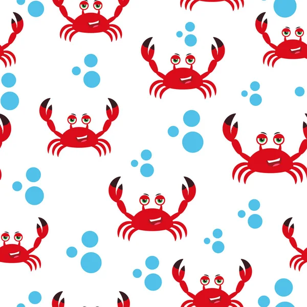 可爱回力卡通螃蟹海洋无缝模式 — 图库矢量图片