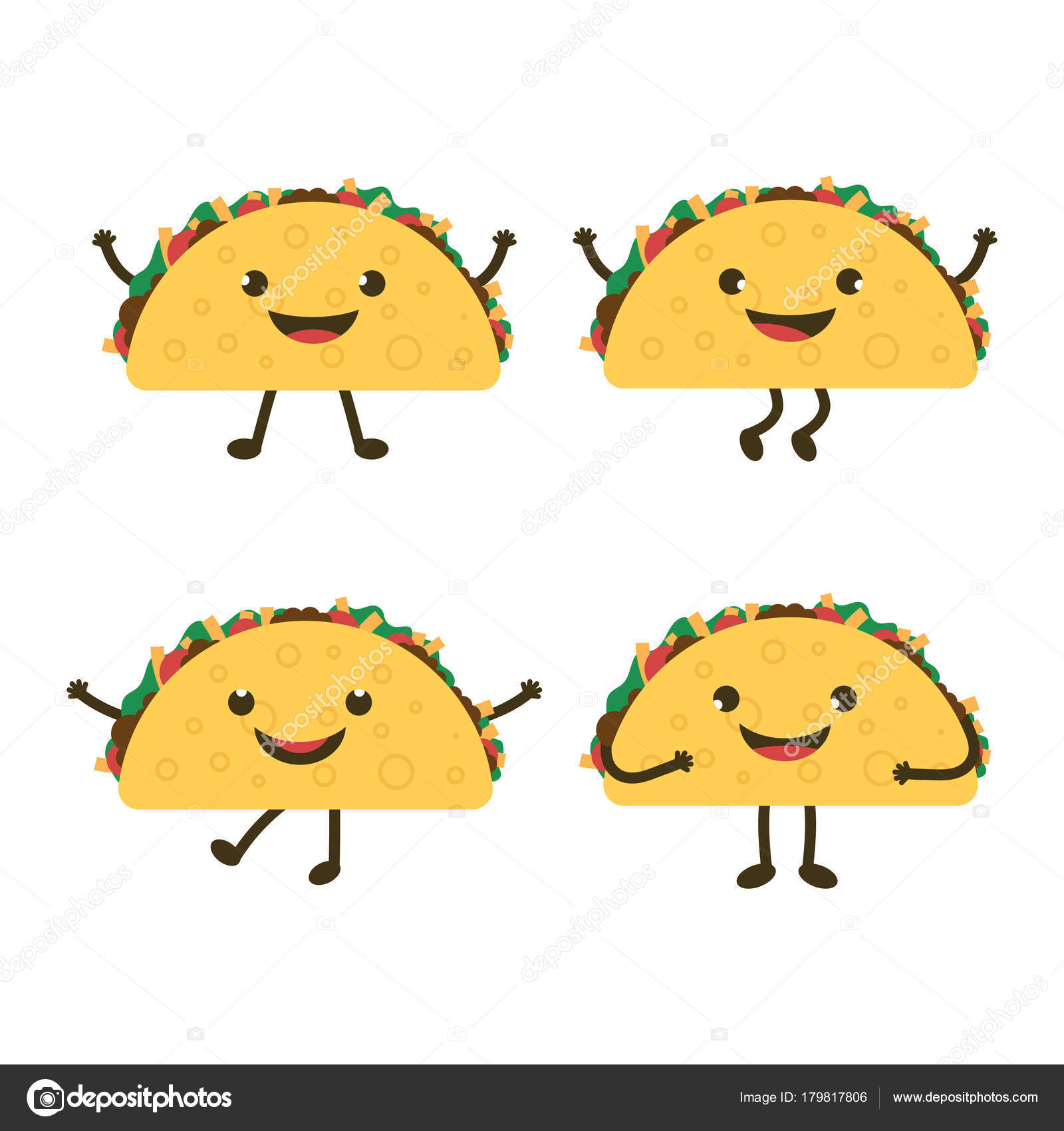 Set with cartoon tacos Stock Vector Image by ©Makc76 #179817806