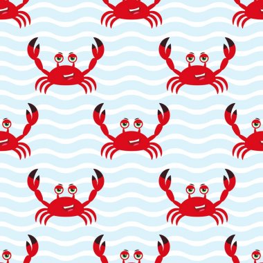 sevimli çizgi Yengeç deniz seamless modeli